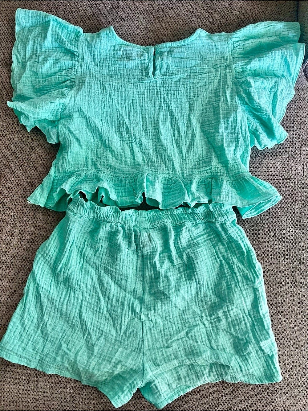 Bearpaw Girls Ruffle Matching Set in Green Size 10 Excellent